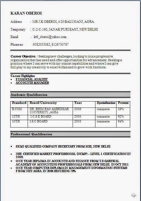 Sample resume for m pharm